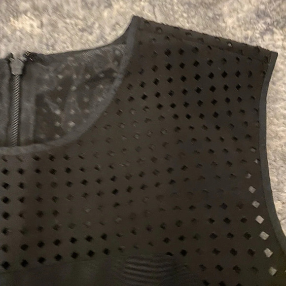 J.Crew Black Laser-cut Perforated A-Line Sleeveless Silk Blend Dress, SZ 2. - Picture 4 of 7